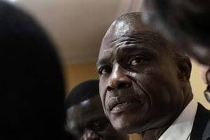 Martin Fayulu, lors d’une conférence de presse à Kinshasa, le 8 janvier 2019. © AP/SIPA/Jerome Delay