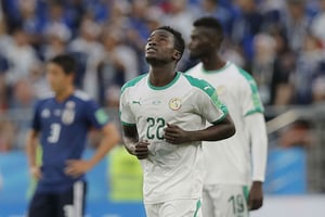 Moussa Wagué, lors d’un match Sénégal-Japon pendant la Coupe du monde 2018. © Vadim Ghirda/AP/SIPA
