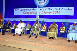 Les présidents des cinq pays membres du G5 Sahel, réunis mardi 5 février 2019 à Ouagadougou. © DR / Présidence du Burkina Faso