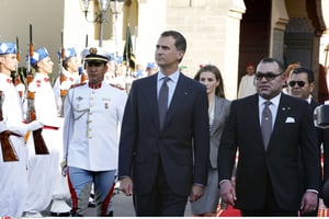 Felipe VI (à g.) et Mohammed VI, le 14 juillet 2014 à Rabat. © Abdeljalil Bounhar/AP/SIPA