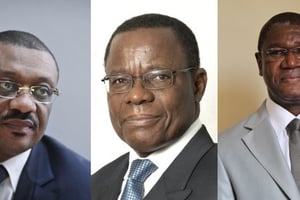 De g. à d. : Basile Atangana Kouna, Maurice Kamto et Yves Michel Fotso. © Montage JA/Vincent Fournier/Jacques Torregano/Abel Aimé Menoba pour Jeune Afrique