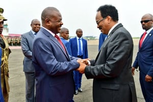 Le président burundais Pierre Nkurunziza et son homologue somalien Mohamed Abdullahi Mohamed, le 18 février à Bujumbura. © Présidence Burundi