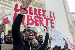 Lors de la manifestation de soutien à Tunis, le 9 mars 2019. © Hassene Dridi/AP/SIPA