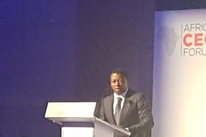 Faure Gnassingbé à l’Africa CEO Forum, le 25 mars 2019 à Kigali. © Julien Clémençot