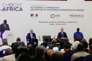 Conférence de presse d’Amadou Bâ, Rémy Rioux et Bruno Le Maire à Dakar, le 29 mars 2019. © Twitter