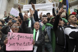Des manifestants à Alger, vendredi 5 avril 2019. © Sidali Djarboub/AP/SIPA
