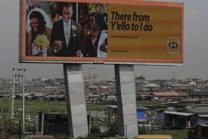 Une publicité pour MTN à Lagos en novembre 2015. © Sunday Alamba/AP/SIPA