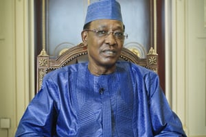 Le président tchadien Idriss Déby Itno, au palais présidentiel. © Vincent Fournier/JA