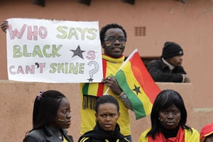 Un supporter de l’équipe nationale ghanéenne, lors du Mondial de football 2010, en Afrique du Sud. © Rebecca Blackwell/AP/Sipa