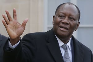 Le président ivoirien Alassane Ouattara, à Paris, le 12 novembre 2018. © Michel Euler/AP/SIPA