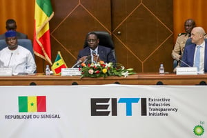 Le président sénégalais Macky Sall, lors de la conférence de lInitiative pour la transparence dans les industries extractives, en octobre 2018. © DR / Présidence sénégalaise