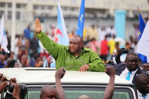 Jean-Pierre Bemba, à son retour à Kinshasa, le 23 juin 2019. © REUTERS/Kenny Katombe