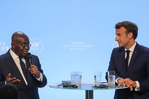 Nana Akufo-Addo et Emmanuel Macron à Paris en France le 11 juillet 2019. © AFP