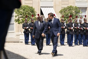 Emmanuel Macron et Nana Akufo-Addo, à l’Élysée le 11 juillet 2019. © DR/ Présidence française.