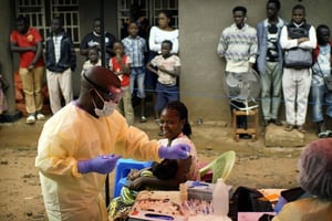 Lors d’une campagne de vaccination contre Ebola, le 13 juillet 2019 à Beni. © Jerome Delay/AP/SIPA