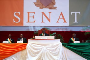 Jeannot Ahoussou-Kouadio, first president of the Ivorian upper house, attends the opening ceremony of the Senate in Yamoussoukro, lors de l’installation du Sénat, en avril 2018. © Jeannot Ahoussou-Kouadio, first president of the Ivorian upper house, attends the opening ceremony of the Senate in Yamoussoukro, Ivory Coast April 12, 2018. REUTERS/Luc Gnago