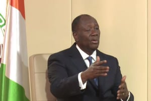 Alassane Ouattara, le 6 août 2019, lors de son interview à la veille de la fête nationale ivoirienne. © Youtube/ RTI Officiel