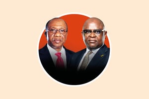 Godwin Emefiele, gouverneur de la Banque centrale du Nigeria et Adesola Kazeem Adeduntan, directeur général de First Bank of Nigeria © JA