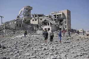 Des bâtiments dans une ville du sud-ouest du Yémen, début septembre 2019 (image d’illustration). © Hani Mohammed/AP/SIPA