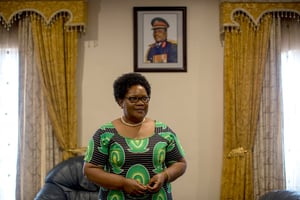 Joice Mujuru, a celebrated freedom fighter  who served as a vice president under President Robert Mugabe of Zimbabwe, and was destined, it seemed, to succeed him, during an interview at her home in Harare, Zimbabwe, April 27, 2016. As the current battle to succeed the 92-year-old Mugabe intensifies, Mujuru sees a political opening, vowing to take power as president in the 2018 election under the banner of her own party, Zimbabwe People First.   PROPERTY ZIMBABWE GOVERNMENT WAR INVASION FARM BATTLE HISTORY LAND© JOAO SILVA/The New York Times-REDUX-REA © JOAO SILVA/NYT-REDUX-REA