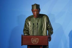 La président Idriss Déby lors du sommet sur le climat à l’ONU, le 23 septembre 2019. © Jason DeCrow/AP/SIPA