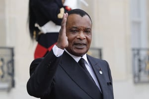 Le président congolais Denis Sassou Nguesso, à l’Élysée le 30 septembre 2019. © Kamil Zihnioglu/AP/SIPA