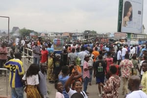 Dans les rues de Kinshasa, lors des manifestations du 31 décembre 2017, à l’initiative du Comité laïc de coordination (CLC). © John Bompengo/AP/SIPA