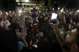 Des manifestants anti-Sissi au Caire, le 21 septembre 2019. © Nariman El-Mofty/AP/SIPA