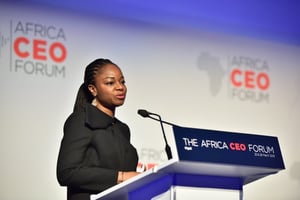 Cina Lawson, ministre des Postes, de l’Économie numérique et de l’Innovation technologique lors de l’Africa CEO Forum 2019. © Christophe MASENGESHO/ACF2019