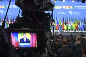 Discours de Vladimir Poutine,n lors du sommet Russie-Afrique, le 24 octobre 2019 à Sotchi (illustration). © Alexei Druzhinin/AP/SIPA