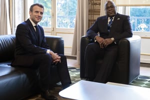 Ian Langsdon/AP/SIPA © French President Emmanuel Macron, attends a meeting with Congolese President Felix Tshisekedi as part of the Paris Peace Forum at the Elysee Palace, in Paris, Tuesday Nov. 12 2019.