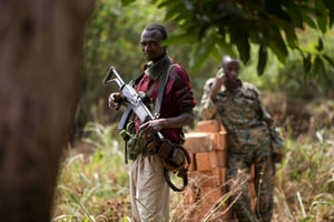 Des combattants de l’ex-Séléka, à Bangui en 2013 (Archives). © Rebecca Blackwell/AP/SIPA