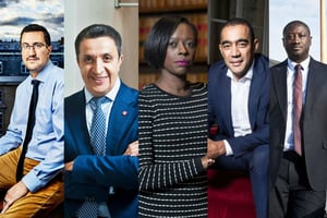 M’jid El Guerrab, Belkhir Belhaddad, Sira Sylla, Saïd Ahamada et Patrice Anato. © Photomontage Jeune Afrique