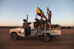 Des combattants du MNLA, le 2 décembre 2019 à Kidal. © Baba Ahmed pour JA