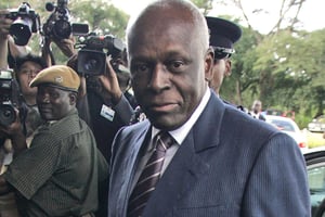 L’ancien président angolais José Eduardo dos Santos à Lusaka, en Zambie, en avril 2008. © Themba Hadebe/AP/SIPA