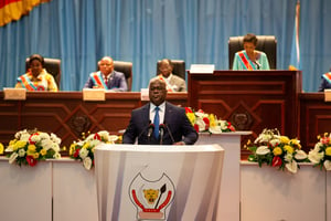 Félix Tshisekedi, lors du discours sur l’état de la nation devant le Parlement, le 13 décembre 2019 à Kinshasa. © REUTERS/Hereward Holland