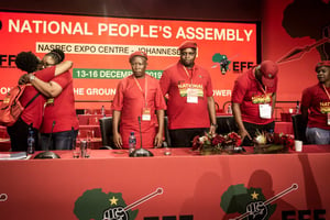 Julius Malema, lors de sa reconduction à la tête des EFF, le 14 décembre 2019. © DR / EFF