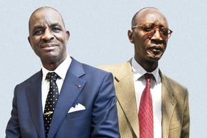 Pathé Dione, président et fondateur de Sunu, et Jean Kacou Diagou, PDG du groupe NSIA © Vincent Fournier pour JA