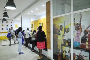 Une boutique MTN dans l’Union Trade Center de Kigali. © Vincent Fournier/Jeune Afrique/2014