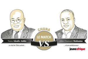 Nana Akufo-Addo et  John Dramani Mahama vont s’affronter à la présidentielle. © Jeune Afrique