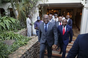 Le président Félix Tshisekedi aux côtés de Vital Kamerhe, le 23 novembre 2018. © Ben Curtis/AP/SIPA