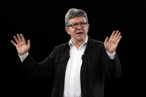 Le leader de la France insoumise Jean-Luc Mélenchon lors d’un meeting de campagne à Marseille, le 11 mai 2019. © Claude Paris/AP/SIPA