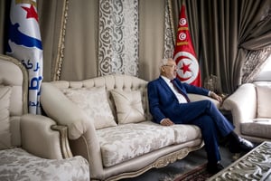 Rached Ghannouchi, à son domicile, le 12 mars 2018 . © Nicolas Fauque pour JEUNE AFRIQUE