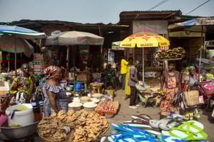 Le marché de Dantokpa, à Cotonou, au Bénin, le 18 février 2016. © Gwenn Dubourthoumieu pour Jeune Afrique