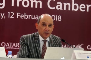 Akbar al-Baker, directeur général de Qatar Airways, à Camberra, en février 2018. © Rod McGuirk/AP/SIPA