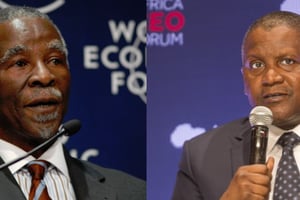 Thabo Mbeki et Aliko Dangote sont chacun co-chairman de l’organisation AfroChampions © World Economic Forum / ERIC LARRAYADIEU/AFRICA CEO FORUM/JA