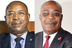 César Ekomie-Aféné (g.) et Théophile Gérard Moulong (d.) bataillent pour obtenir la présidence de la Fanaf