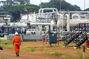 Le champ pétrolier Rabi au Gabon, anciennement exploité par Shell. © DESIREY MINKOH / AFP