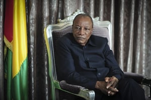 Alpha Condé, en 2016 au palais présidentiel, à Conakry. © Vincent Fournier/JA