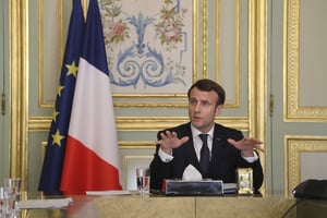 Le président français Emmanuel Macron, le 24 mars 2020. © Ludovic Marin/AP/SIPA